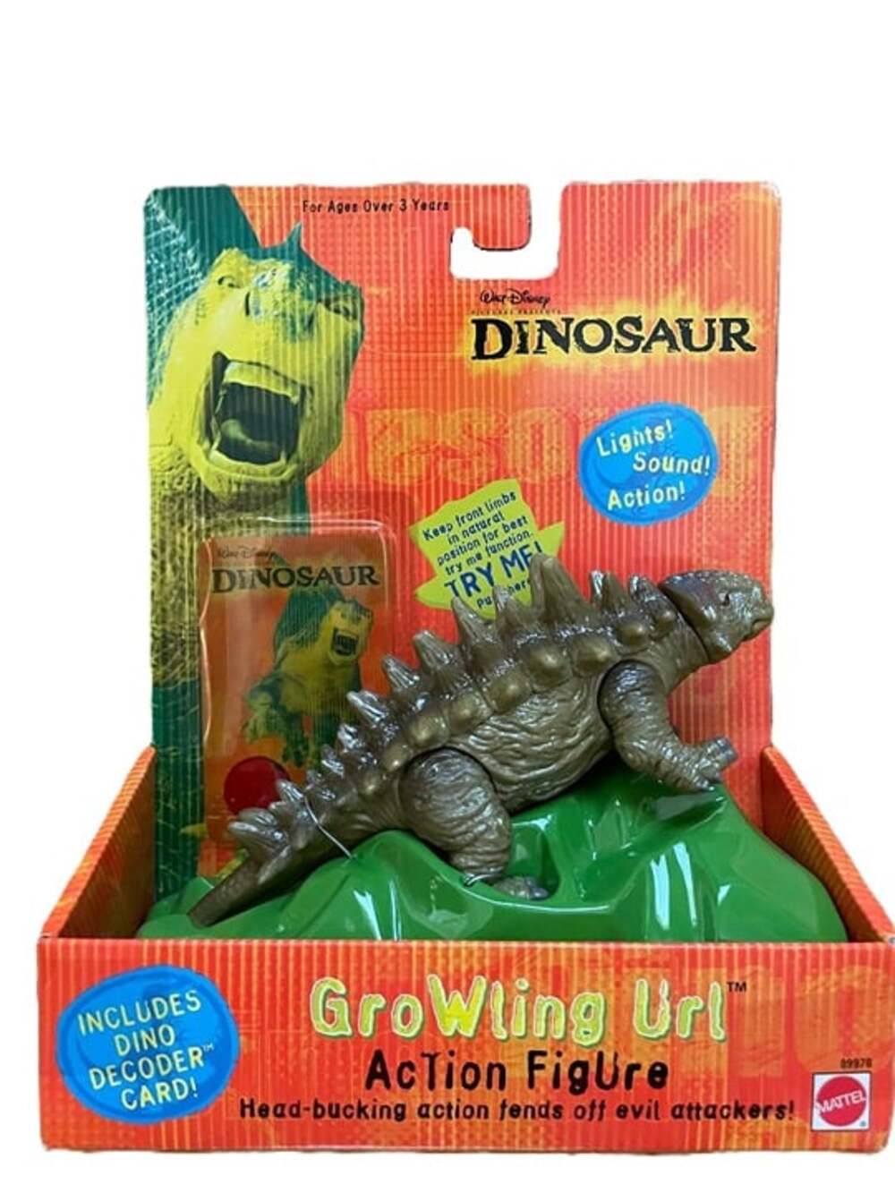 NEW Vintage Disney Dinosaur Movie Growling Url Figure 2000 Mattel MINT IN BOX